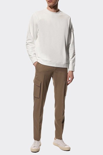 Свитшот белого цвета Stone Island compass-patch   