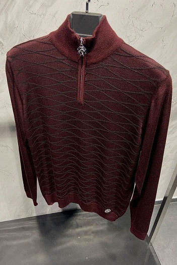 Классическая кофта Stefano Ricci бордового цвета logo-plaque   