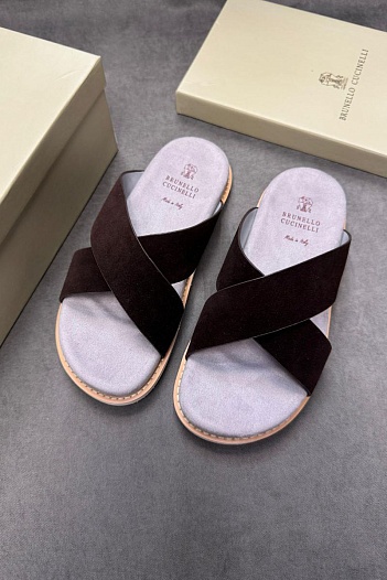Замшевые шлёпанцы Brunello Cucinelli Crossover - Brown   