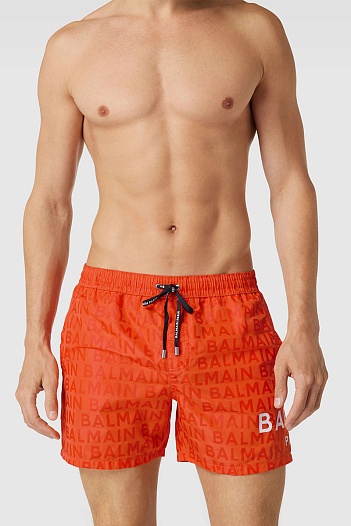 Мужские оранжевые шорты Balmain Paris   