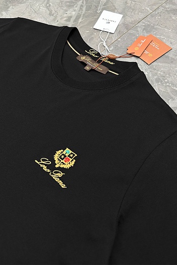 Футболка чёрного цвета Loro Piana logo-embroidered   