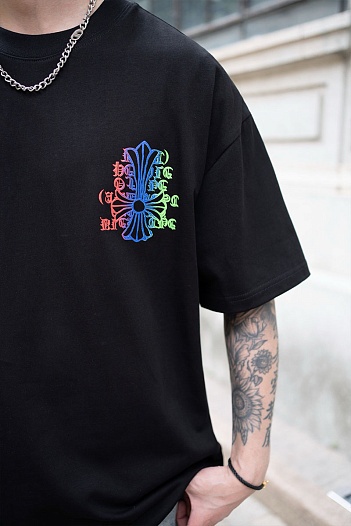 Чёрная оверсайз футболка Chrome Hearts Premium   