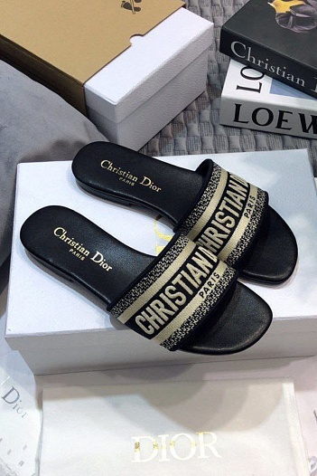 Женские кожаные шлёпанцы Dior Premium   