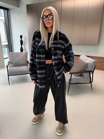 Женская утеплённая рубашка в клетку Chrome Hearts Premium   