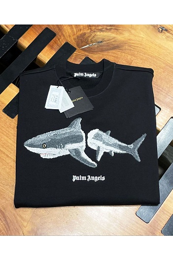 Чёрный оверсайз свитшот Palm Angels Shark   