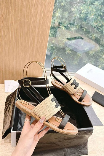 Женские сандалии Celine чёрного цвета   