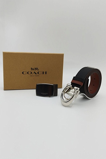 Двусторонний кожаный ремень Coach (ширина 3.8 см, длина 110 см)   