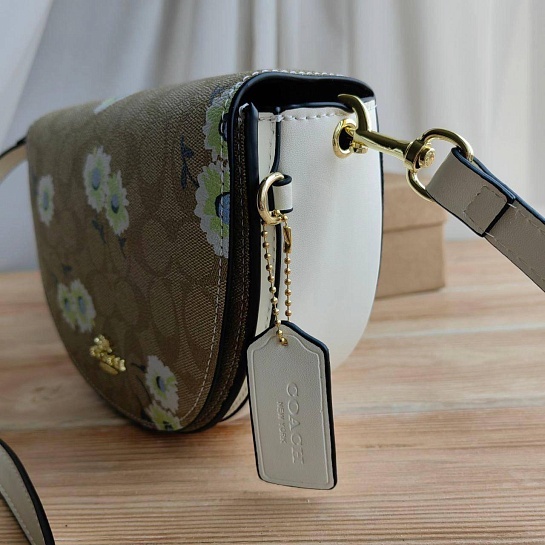 Кожаная сумка Coach Flower 19x14 см