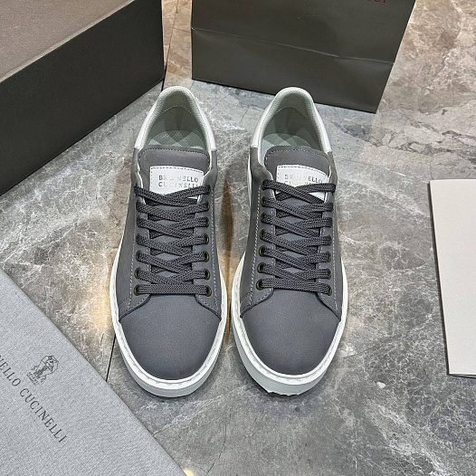 Мужские кроссовки Brunello Cucinelli nubuck calfskin - Grey   