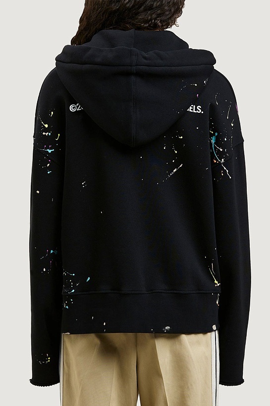 Чёрное оверсайз худи Palm Angels paint-splatter effect