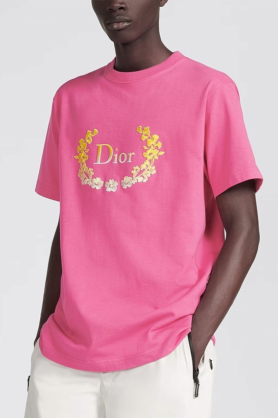Мужская розовая футболка Dior Ski Capsule