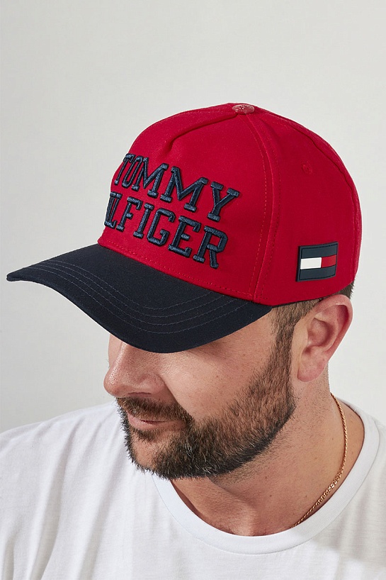 Мужская красная бейсболка Tommy Hilfiger logo-embroidered