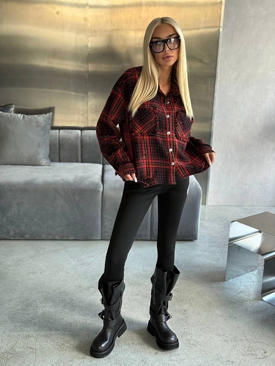 Женская рубашка в клетку Chrome Hearts Premium - Red / Black