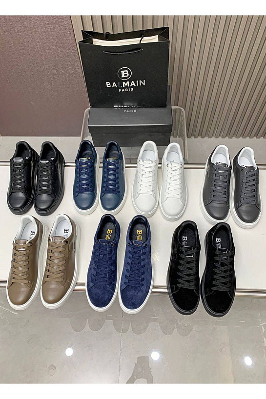 Кожаные кроссовки Balmain чёрного цвета