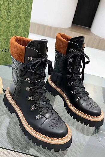 Женские кожаные ботинки Gucci   