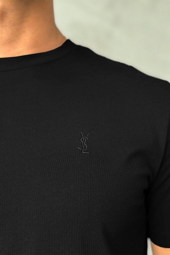 Мужская футболка Yves Saint Laurent logo-embroidered - Black   