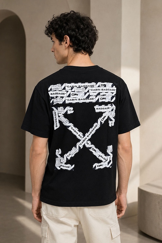 Чёрная оверсайз футболка Off-White "Cabin Baggage"