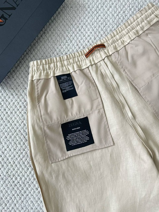 Льняные шорты бежевого цвета Zegna premium
