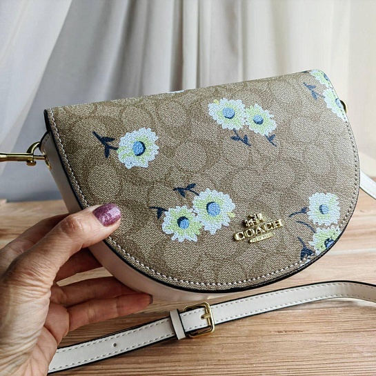 Кожаная сумка Coach Flower 19x14 см