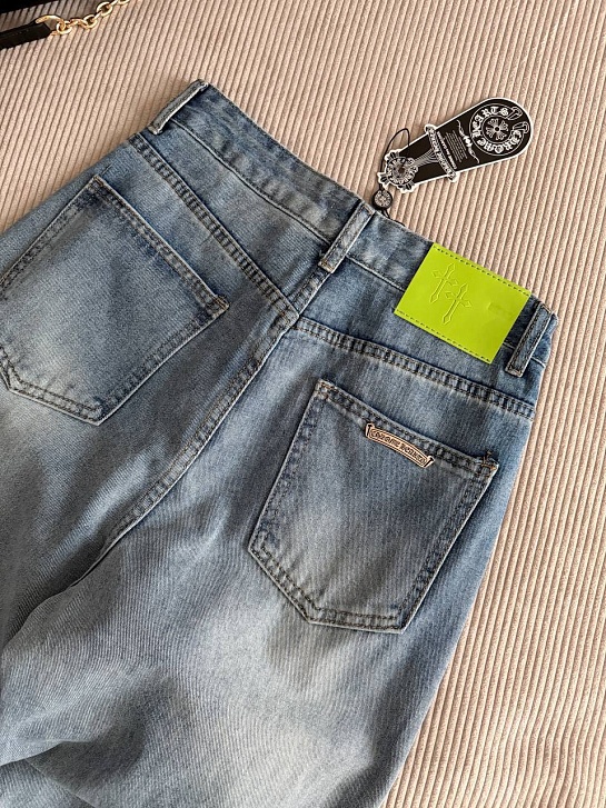 Синие женские джинсы Chrome Hearts premium
