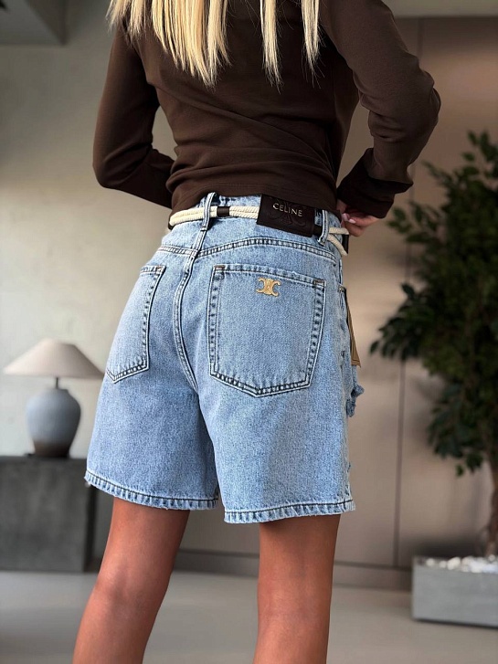 Женские светло-голубые джинсовые шорты Celine premium