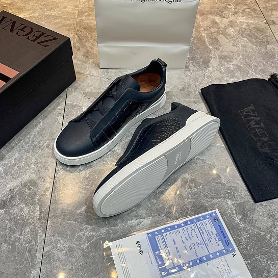 Мужские кроссовки Ermenegildo Zegna Triple Stitch Alligator - Navy