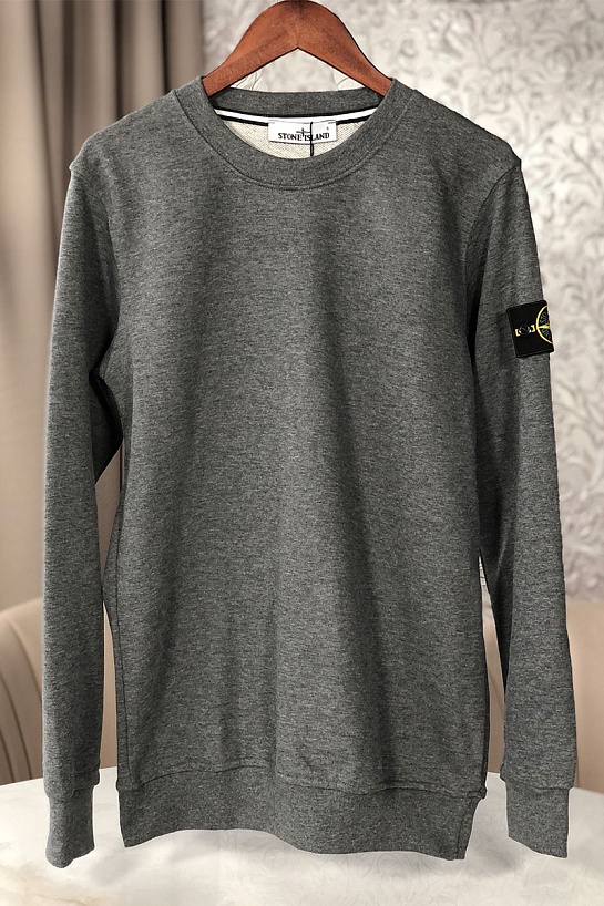 Мужской серый свитшот Stone Island с патчем на плече