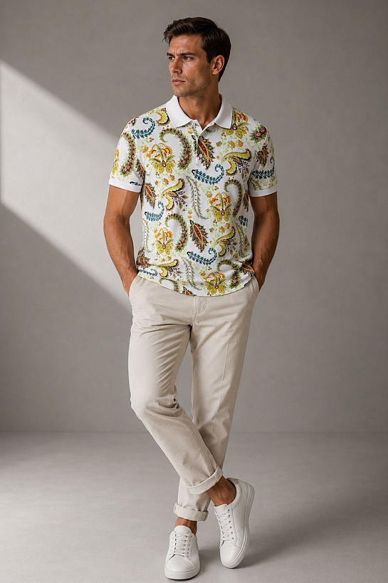 Мужское поло Etro "Floral" - Multicolor