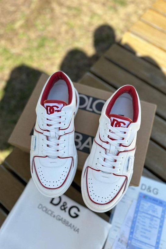 Женские кожаные кроссовки Dolce & Gabbana New Roma - White / Red