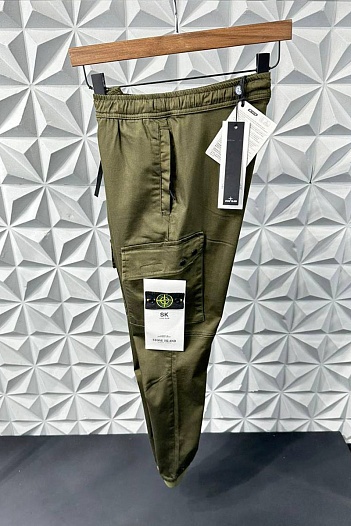 Джоггеры зелёного цвета Stone Island compass-patch   