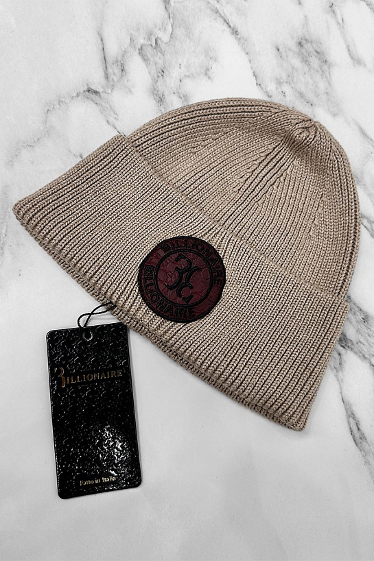 Бежевая шапка Billionaire logo-patch