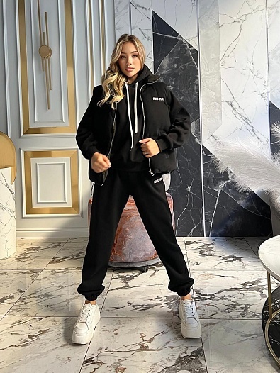 Женский чёрный костюм тройка MIU MIU   
