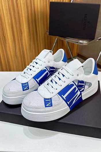 Кожаные кроссовки Valentino low-top - White / Blue   