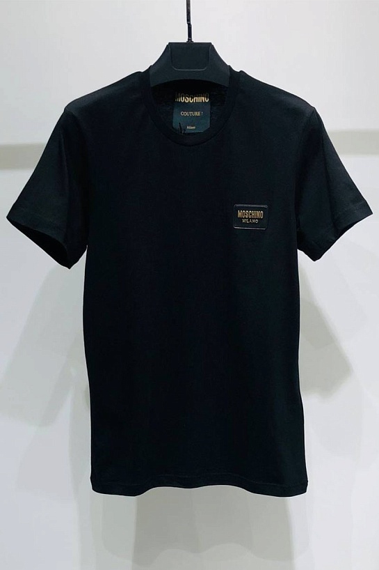 Мужская чёрная футболка Moschino logo-patch