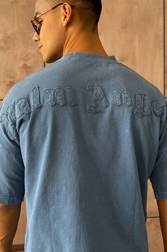 Синяя оверсайз футболка Palm  Angels