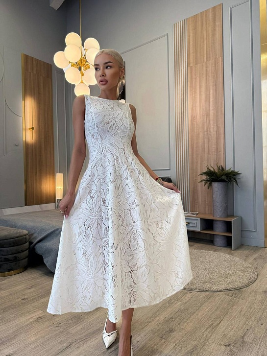 Женское кружевное платье Zimmermann белого цвета