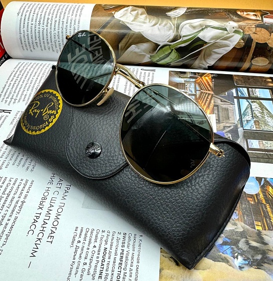 Солнцезащитные очки Ray-Ban Round Metal - Green / Gold