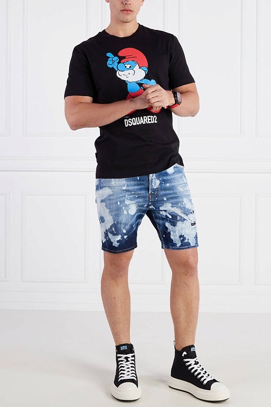 Чёрная футболка Dsquared2 smurfs graphic-print