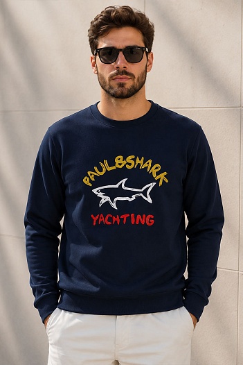 Свитшот тёмно-синего цвета Paul & Shark logo-print   