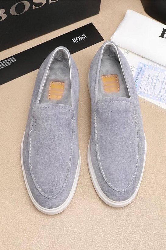 Замшевые лоферы с мехом Hugo Boss