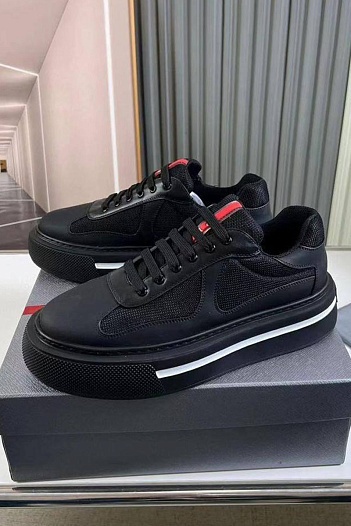 Комбинированные кроссовки Prada logo-stripe - Black   