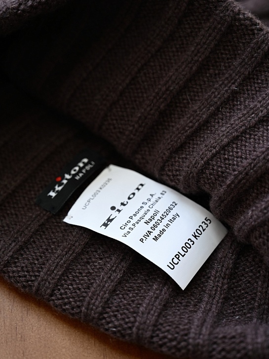 Кашемировая шапка Kiton premium - Coffee