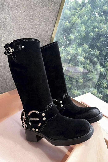 Женские замшевые сапоги MIU MIU Ankle Premium   