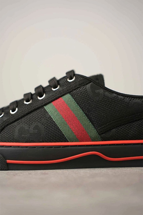 Мужские чёрные кроссовки Gucci GG Monogram