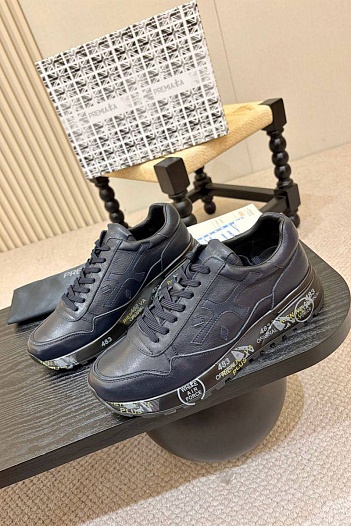 Синие кожаные кроссовки Premiata Mick   