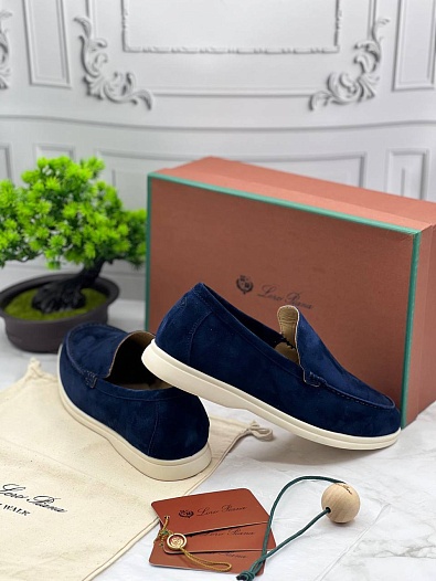 Замшевые лоферы Loro Piana Summer Walk - Blue   