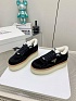 Женские замшевые кроссовки с мехом Prada premium - Black