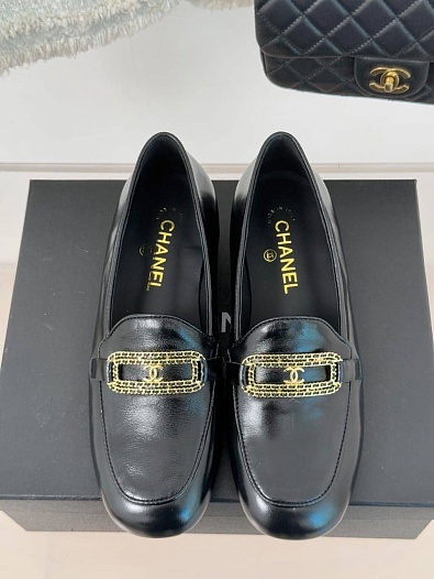 Женские кожаные лоферы Chanel premium   