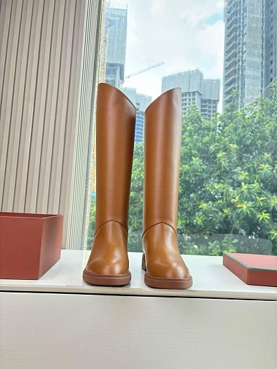 Женские кожаные сапоги Loro Piana premium - Chestnut   