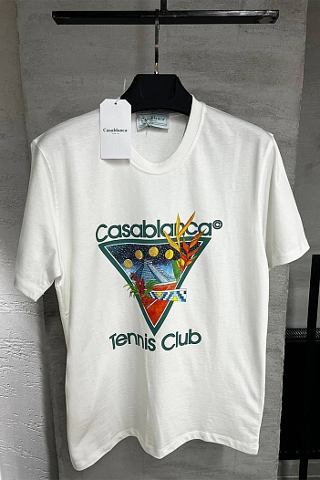 Мужская белая футболка Casablanca tennis club   